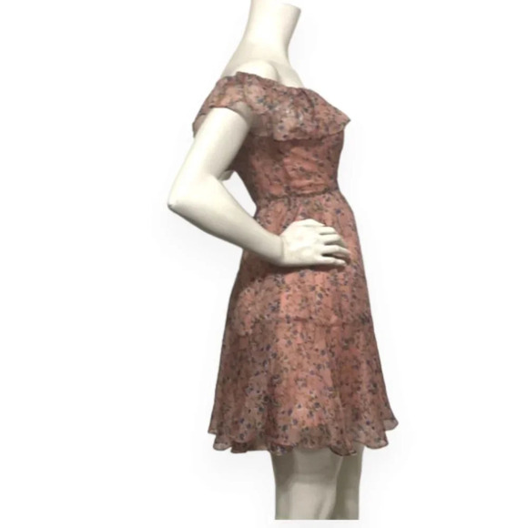 Lulus My Favorite Rusty Rose Floral Print Off-the-Shoulder Mini Dress Size M - Picture 7 of 10